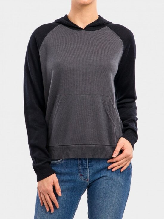 Icebreaker Tops - Icebreaker Black Gray Cool-Lite Wool Blend Utility Explore Hoodie Sweater
